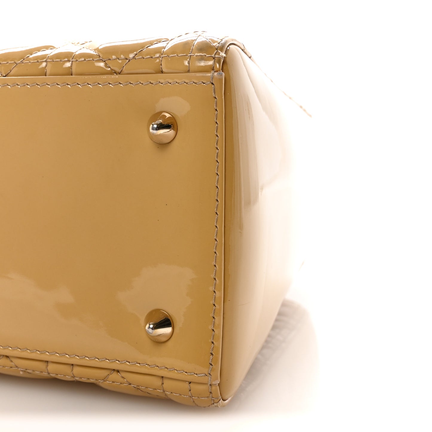 Patent Cannage Medium Lady Dior Beige