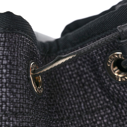 Chanel Mixed Fibers Deauville Drawstring Bag Black 11 of 11
