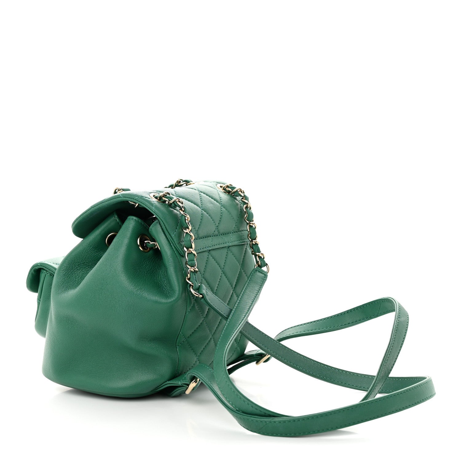 Chanel Lambskin Quilted Small Duma Drawstring Backpack Green 3 of 11