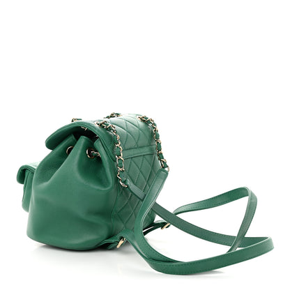 Chanel Lambskin Quilted Small Duma Drawstring Backpack Green 3 of 11