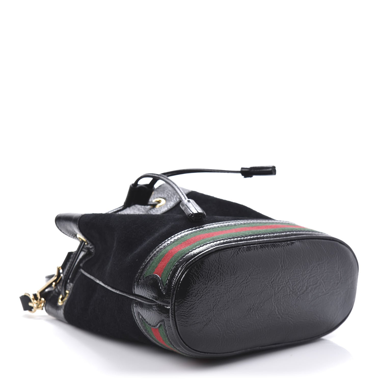 Gucci Suede Patent Web Small Ophidia Bucket Bag Black 4 of 10