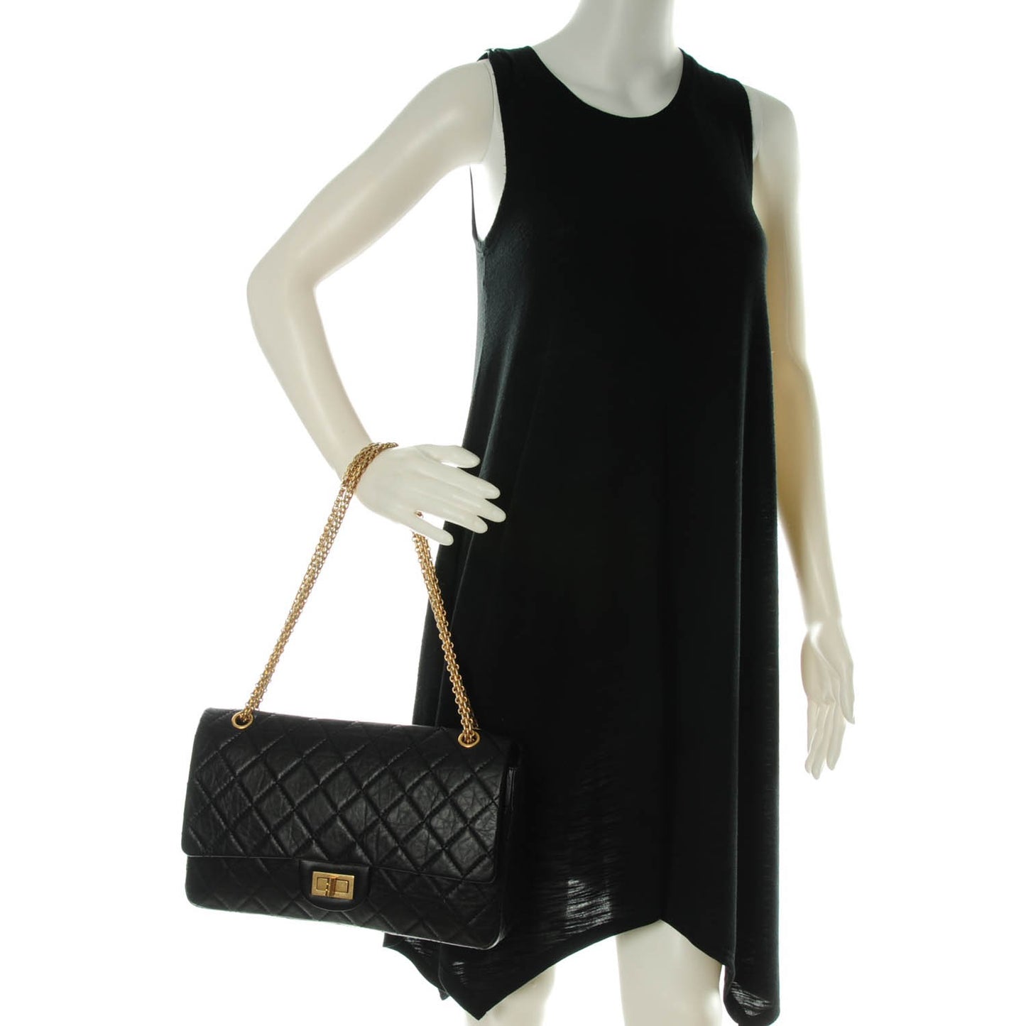 Aged Calfskin Quilted 2.55 Reissue 227 Flap Black