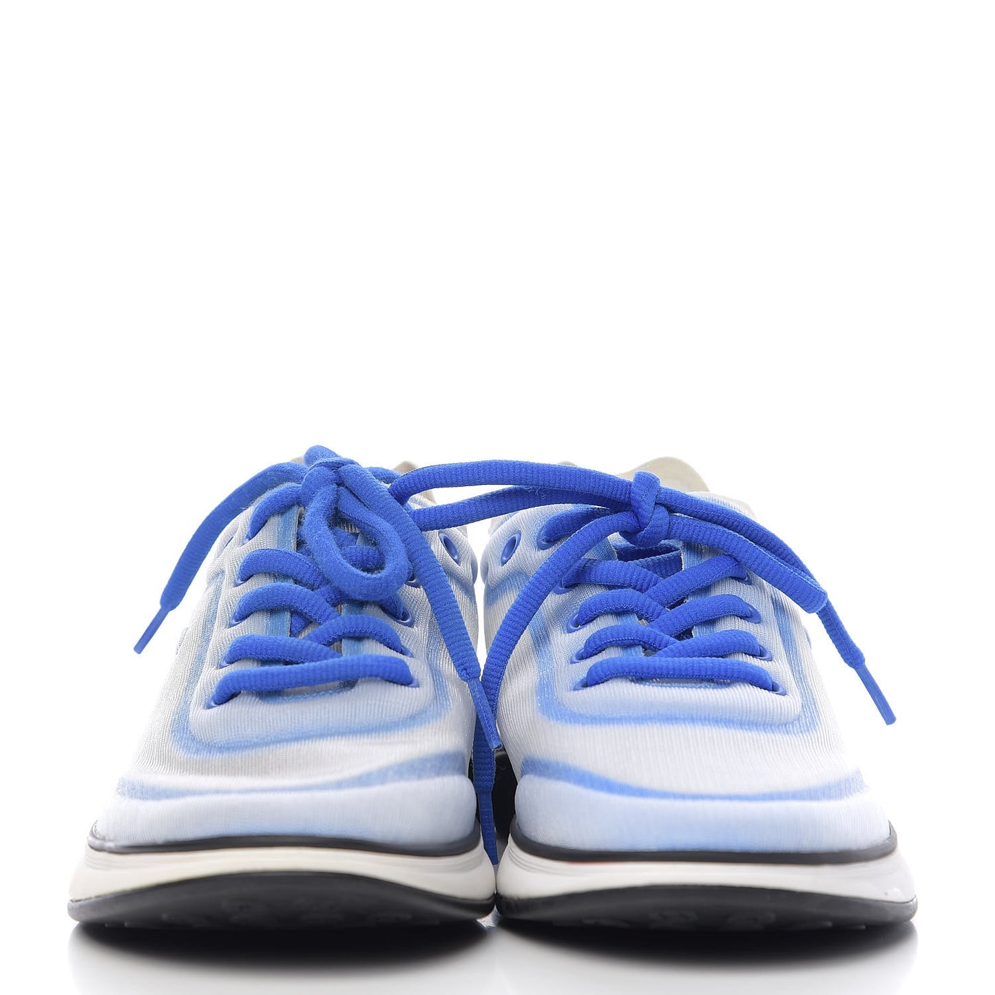 Calfskin Mesh Lycra Womens Logo Sneakers 37 White Blue