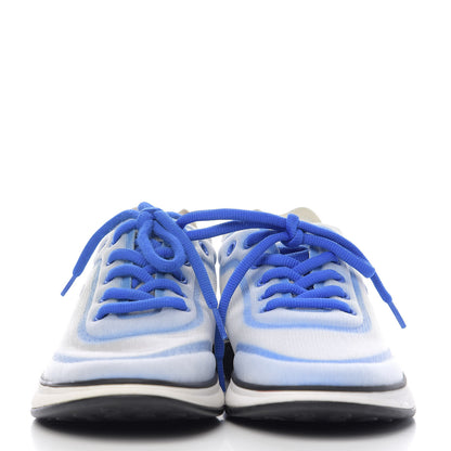 Chanel Calfskin Mesh Lycra Womens Logo Sneakers 37 White Blue 2 of 8