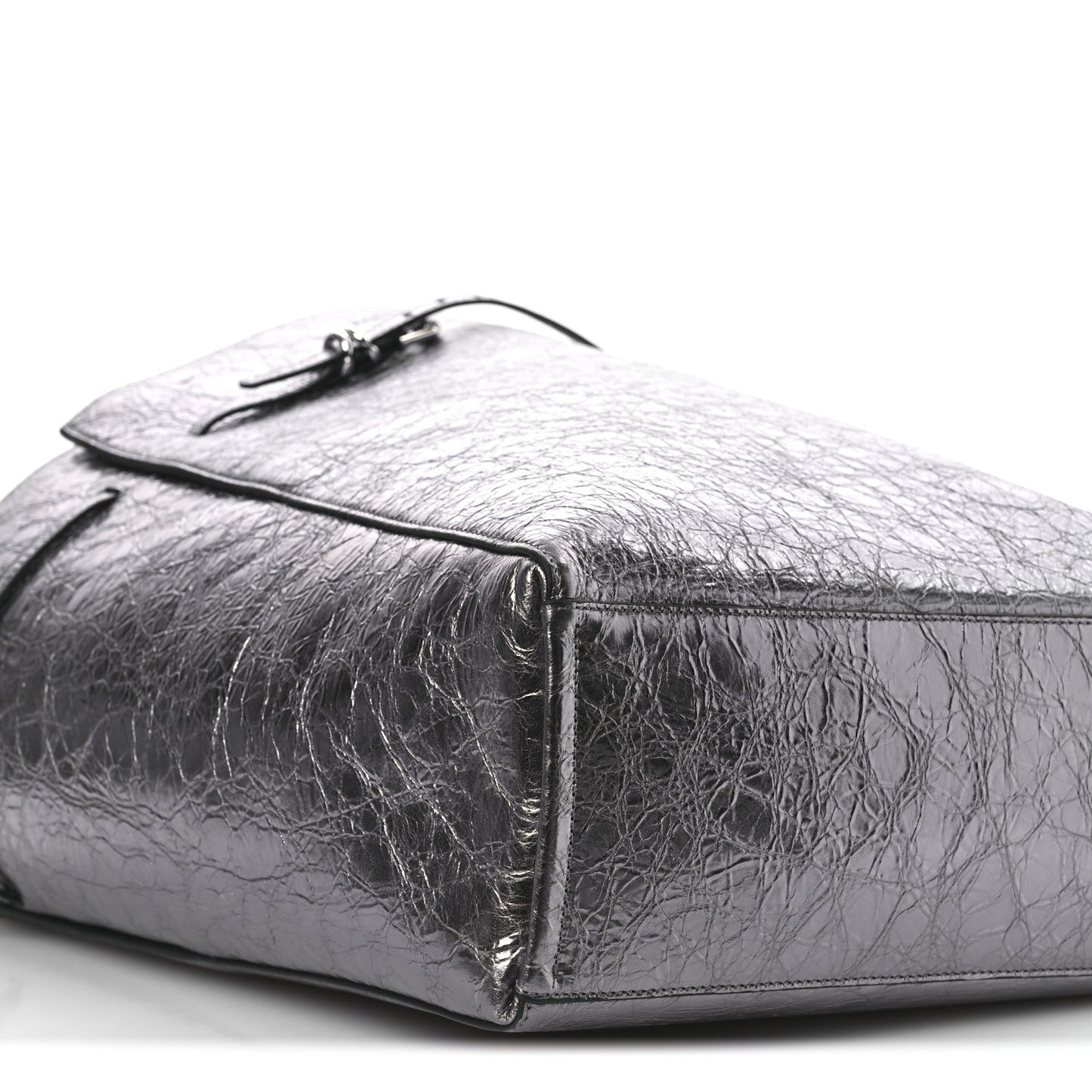 Metallic Calfskin Voyou Tote Bag Silver