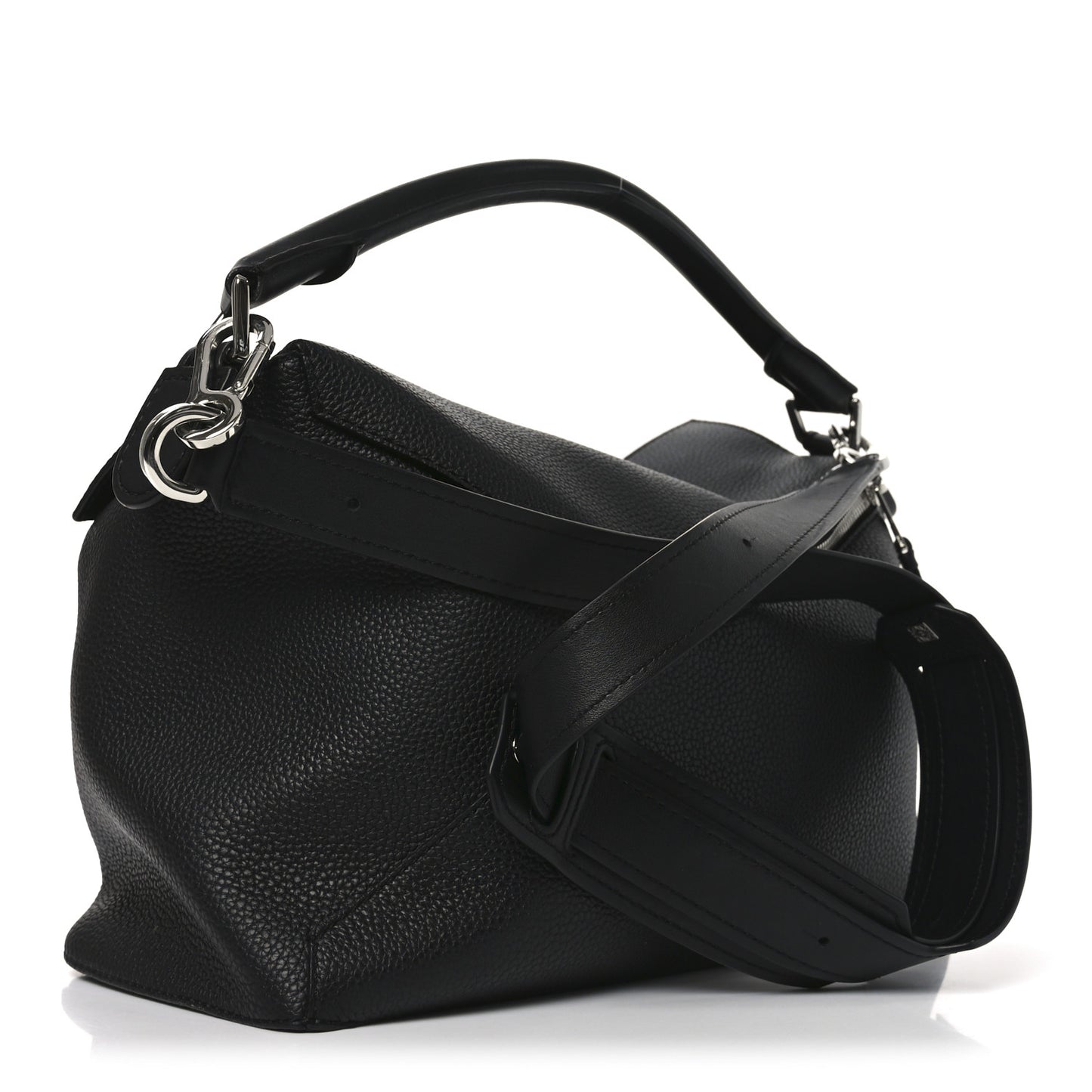 Grained Calfskin Large Puzzle Edge Bag Black