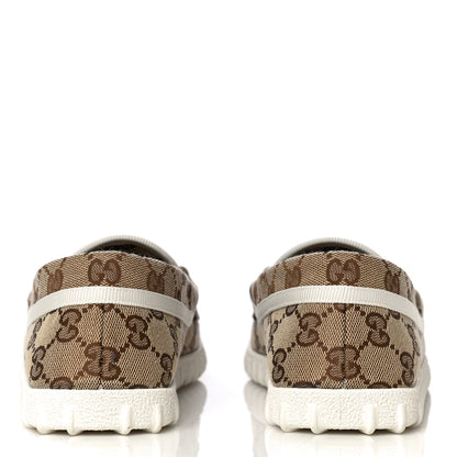 Gucci GG Monogram Horsebit Web Womens Driver Loafers 37 Beige Ebony White 6 of 13