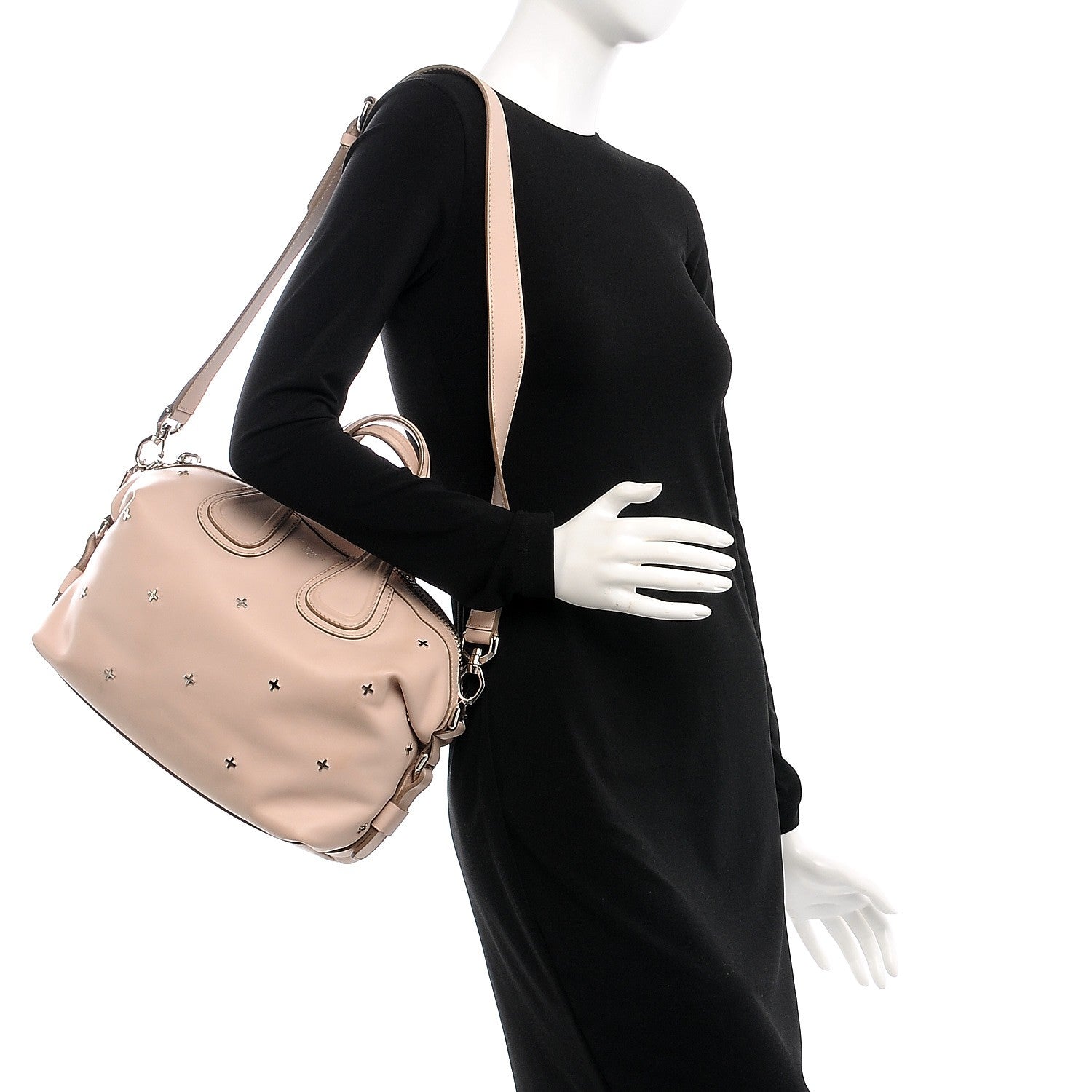 Givenchy Waxed Calfskin Small Metal Cross Nightingale Nude Pink 2 of 14