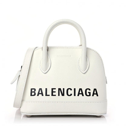 Balenciaga Grained Calfskin XXS Ville Top Handle Bag White Black 1 of 10