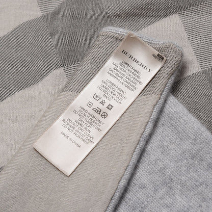 Burberry Cashmere Knitted Giant Check Scarf Pale Grey Melange 5 of 8