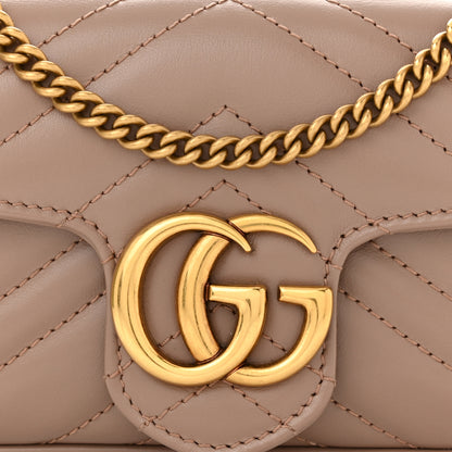 Gucci Calfskin Matelasse Super Mini GG Marmont Shoulder Bag Porcelain Rose 8 of 11
