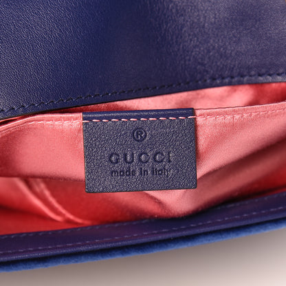 Gucci Velvet Matelasse Mini GG Marmont Shoulder Bag Cobalt Blue 6 of 11
