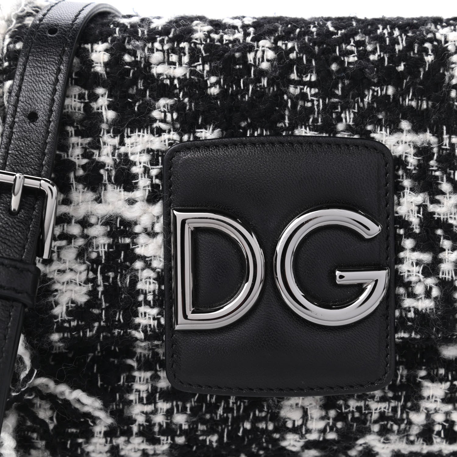 Dolce & Gabbana Tweed Mini Millennials Crossbody Bag Black White 9 of 10