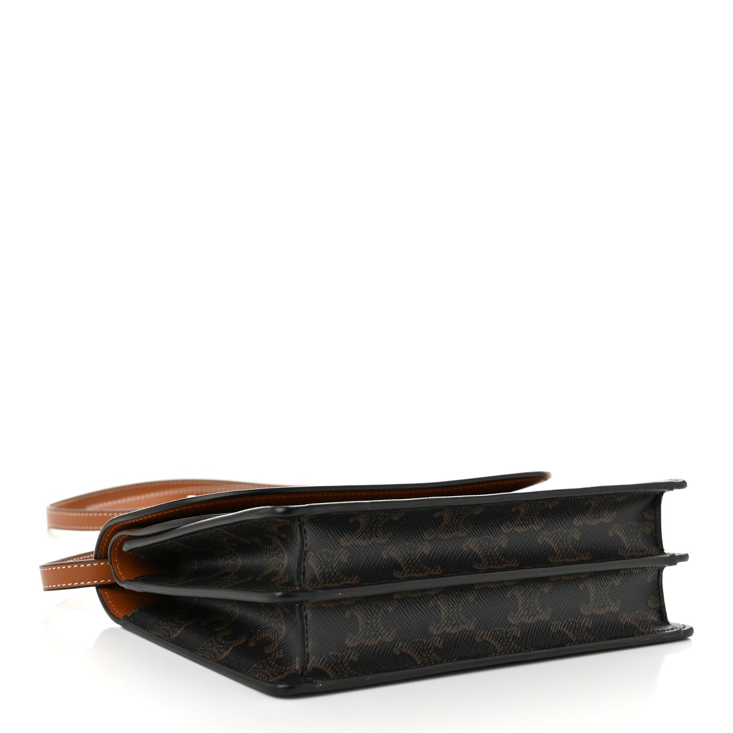 Triomphe Canvas Lambskin Wallet On Strap Tan