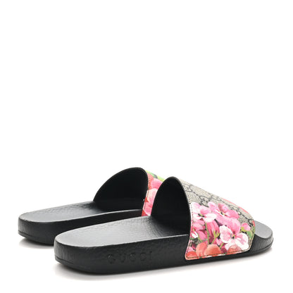 Gucci GG Supreme Monogram Blooms Slide Sandals 35 Beige Multicolor 5 of 9