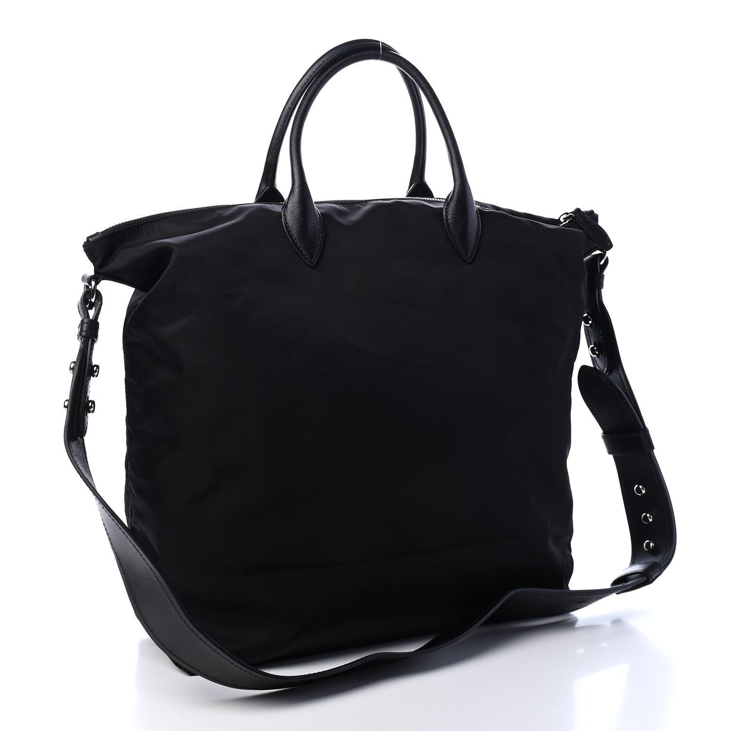 Tessuto Nylon Ricamo Sequin Embroidered Shopping Tote Black