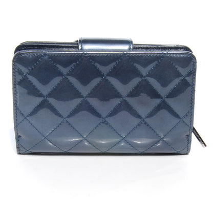 Chanel Patent Quilted Compact Zip Wallet Blue 3 of 9
