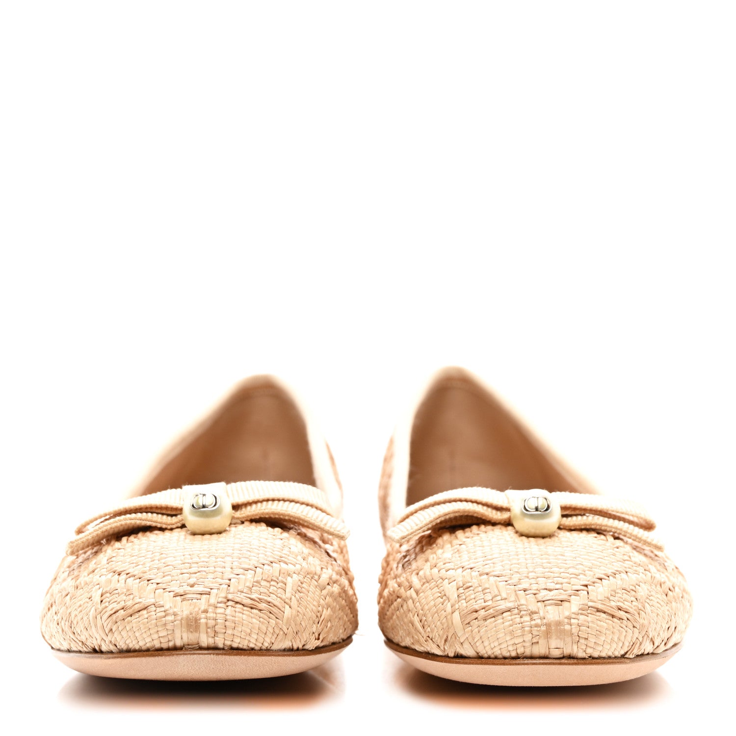 Christian Dior Raffia Cannage Ballet Flat 36.5 Straw 2 of 9
