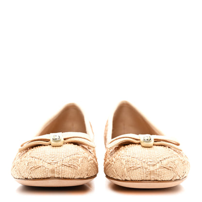 Christian Dior Raffia Cannage Ballet Flat 36.5 Straw 2 of 9