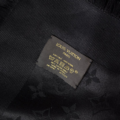 Louis Vuitton Silk Wool Monogram Shawl Black 5 of 5