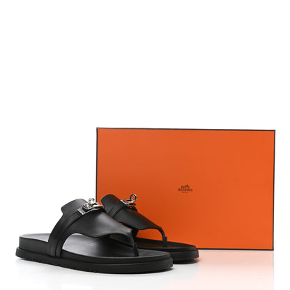 Hermes Calfskin Womens Empire Sandals 39 Black 11 of 11