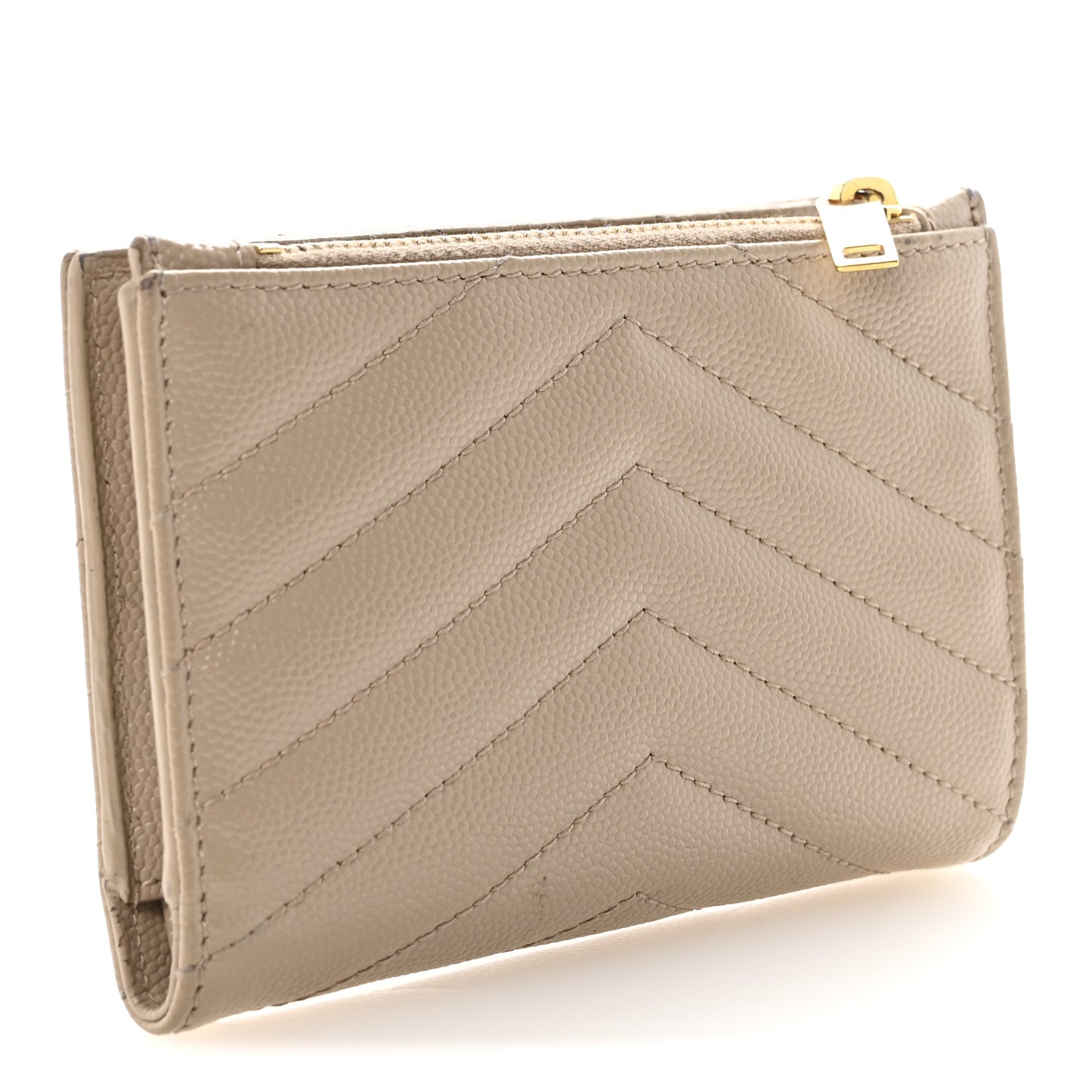 Grain De Poudre Matelasse Chevron Cassandre Fragments Zipperred Bi-Fold Wallet Dark Beige