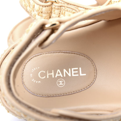 Chanel Braided Fabric Velcro Dad Sandals 39 Beige 7 of 13