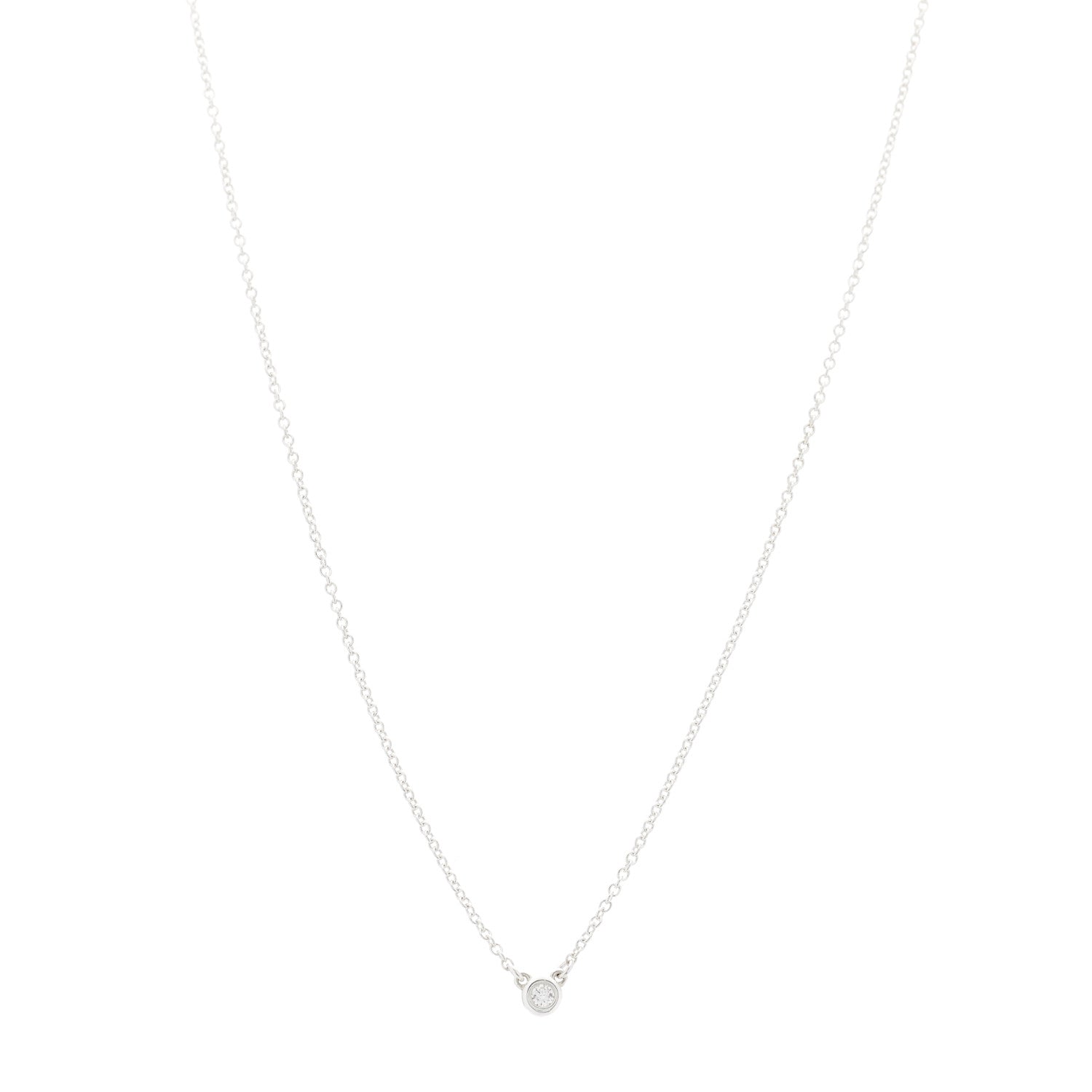Tiffany Sterling Silver Diamond .03ct Elsa Peretti Diamonds by the Yard Pendant Necklace 1 of 8