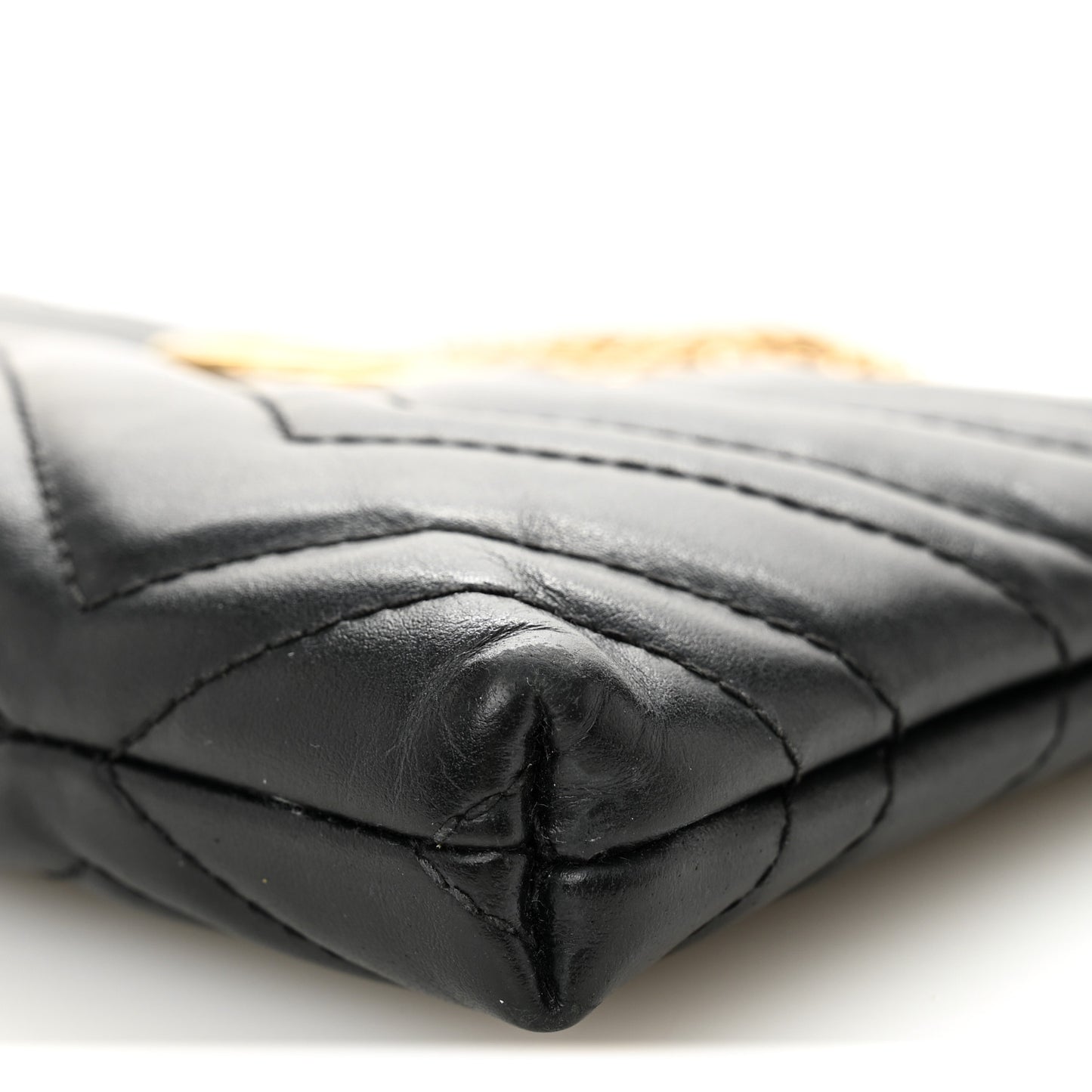 Calfskin Matelasse Mini GG Marmont Chain Bag Black