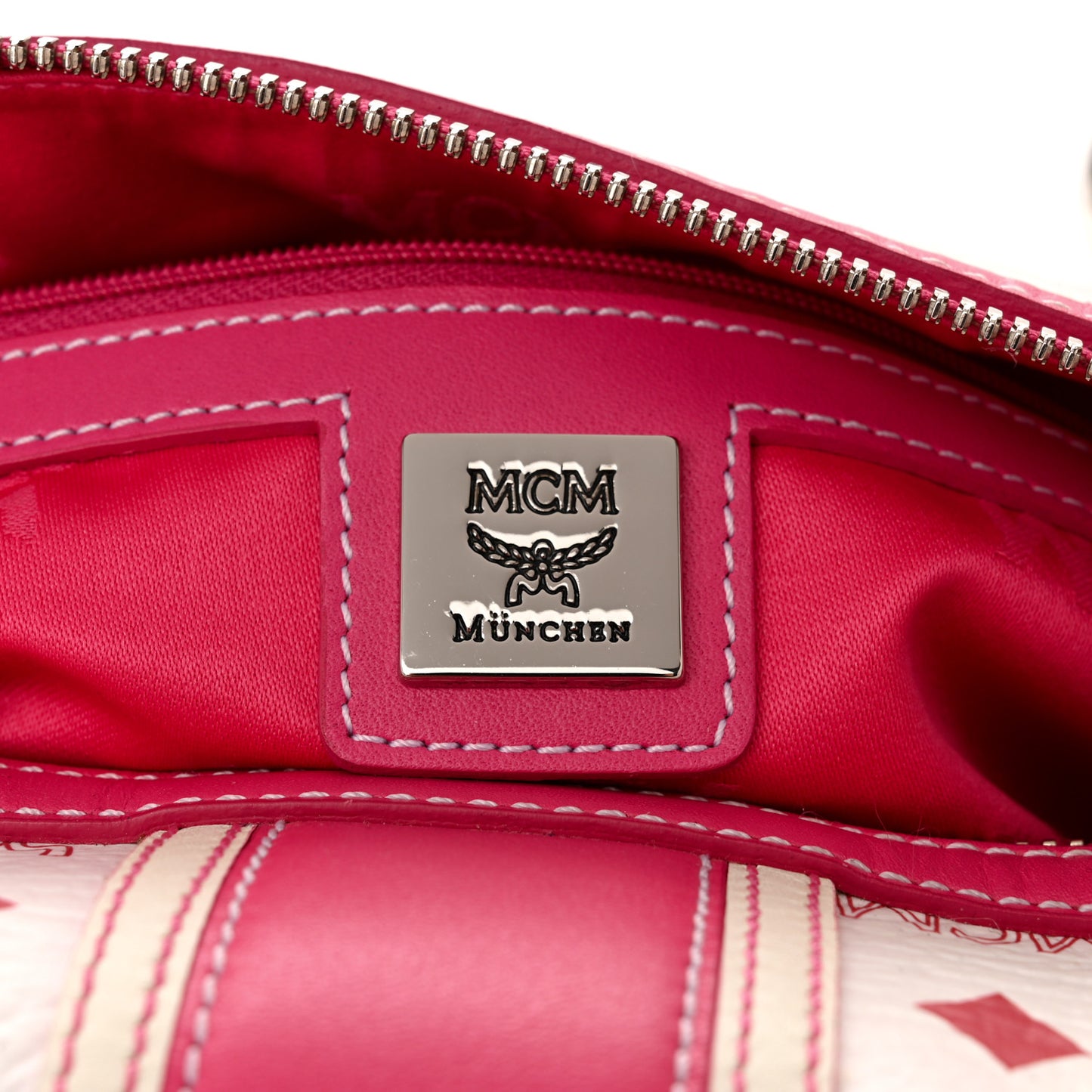 Visetos Medium Boston Bag Pink White