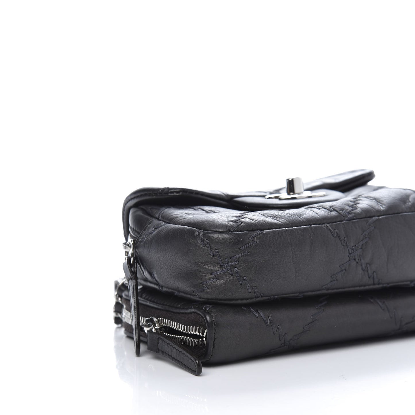 Metallic Lambskin Stitched New Mini Flap Grey