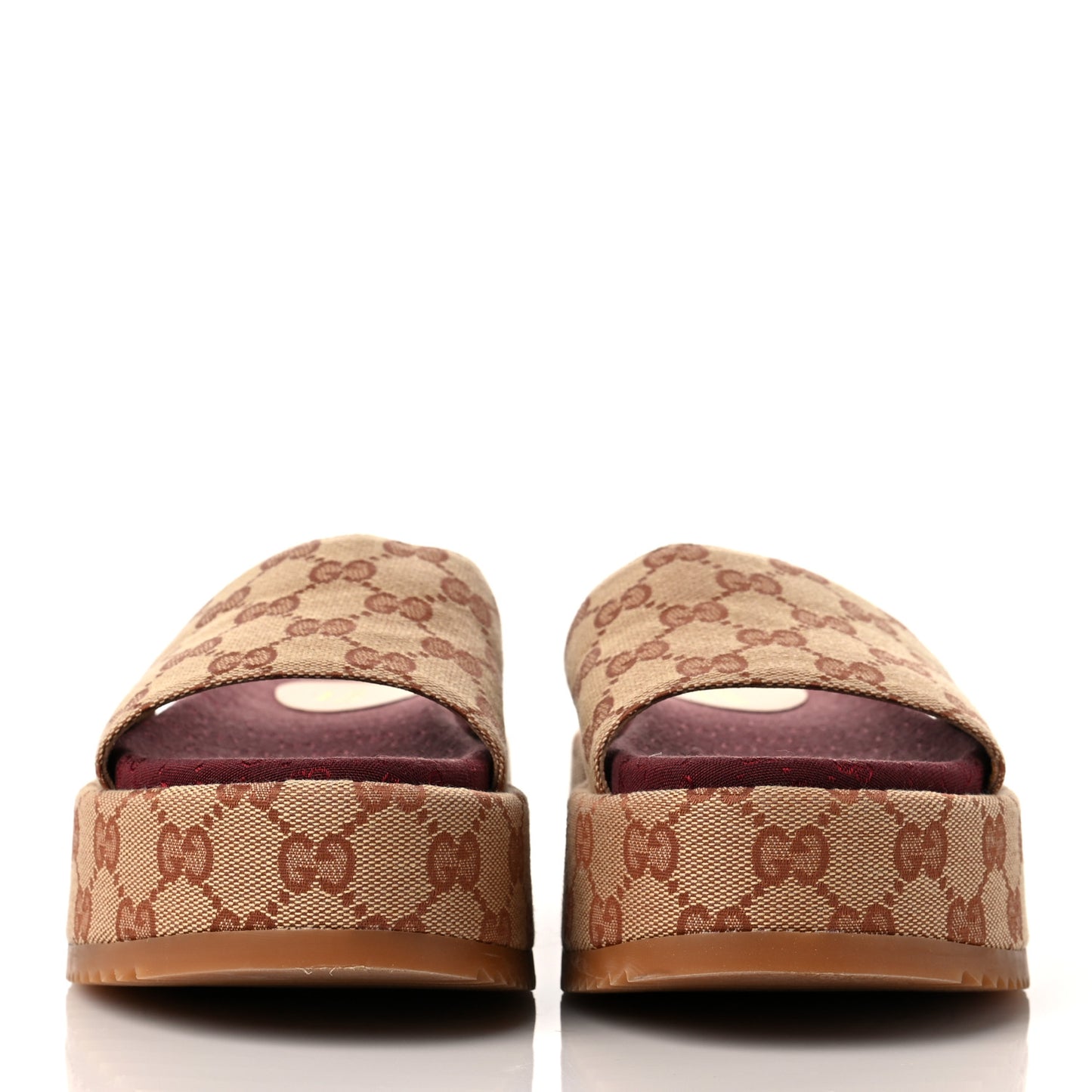 Canvas GG Monogram Angelina Platform Slide Sandals 36.5 Beige Ruggine