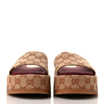 Gucci Canvas GG Monogram Angelina Platform Slide Sandals 36.5 Beige Ruggine 2 of 8