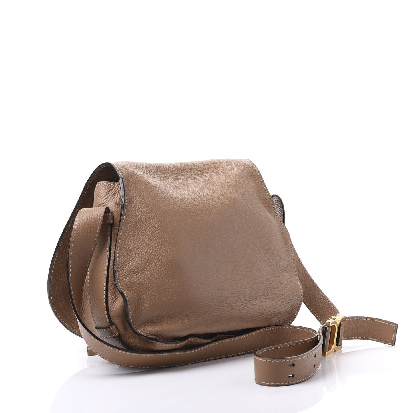 Calfskin Medium Marcie Round Crossbody Bag Nut