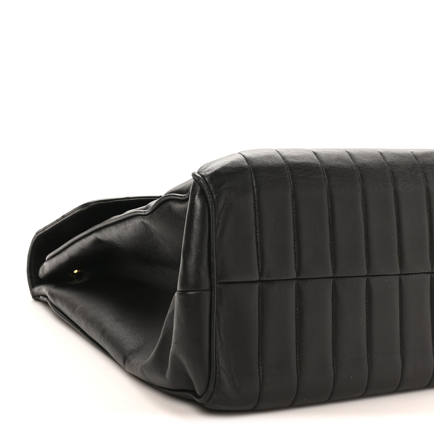 Lambskin Vertical Quilted XL Jumbo Single Flap Black
