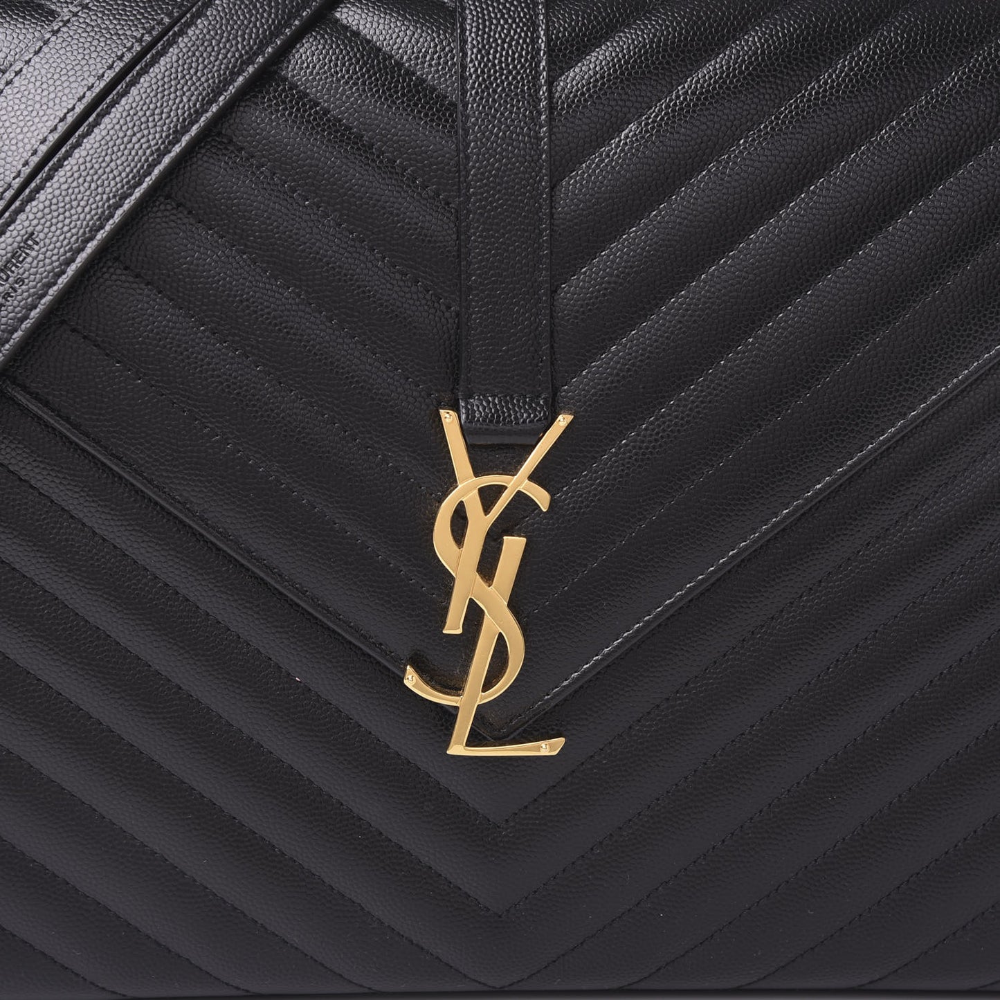 Grain De Poudre Matelasse Chevron Large Monogram Satchel Black