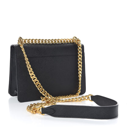 Prada Saffiano Soft Chain Shoulder Bag Black 3 of 9