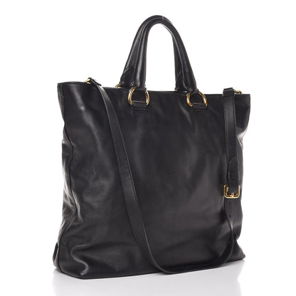 Prada Soft Calf Shopping Tote Black 4 of 9
