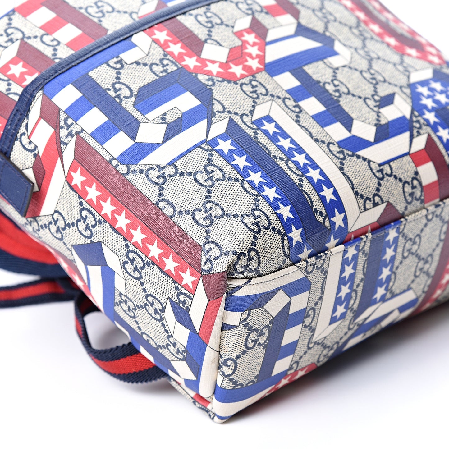 GG Supreme Monogram Children's Backpack Red White Blue