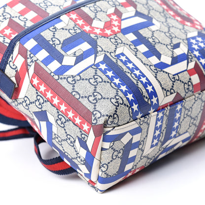Gucci GG Supreme Monogram Children's Backpack Red White Blue 8 of 9