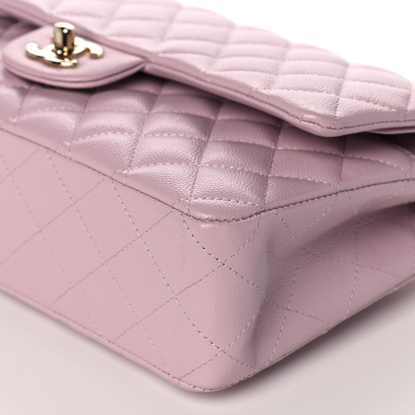 Caviar Quilted Medium Double Flap Light Pink