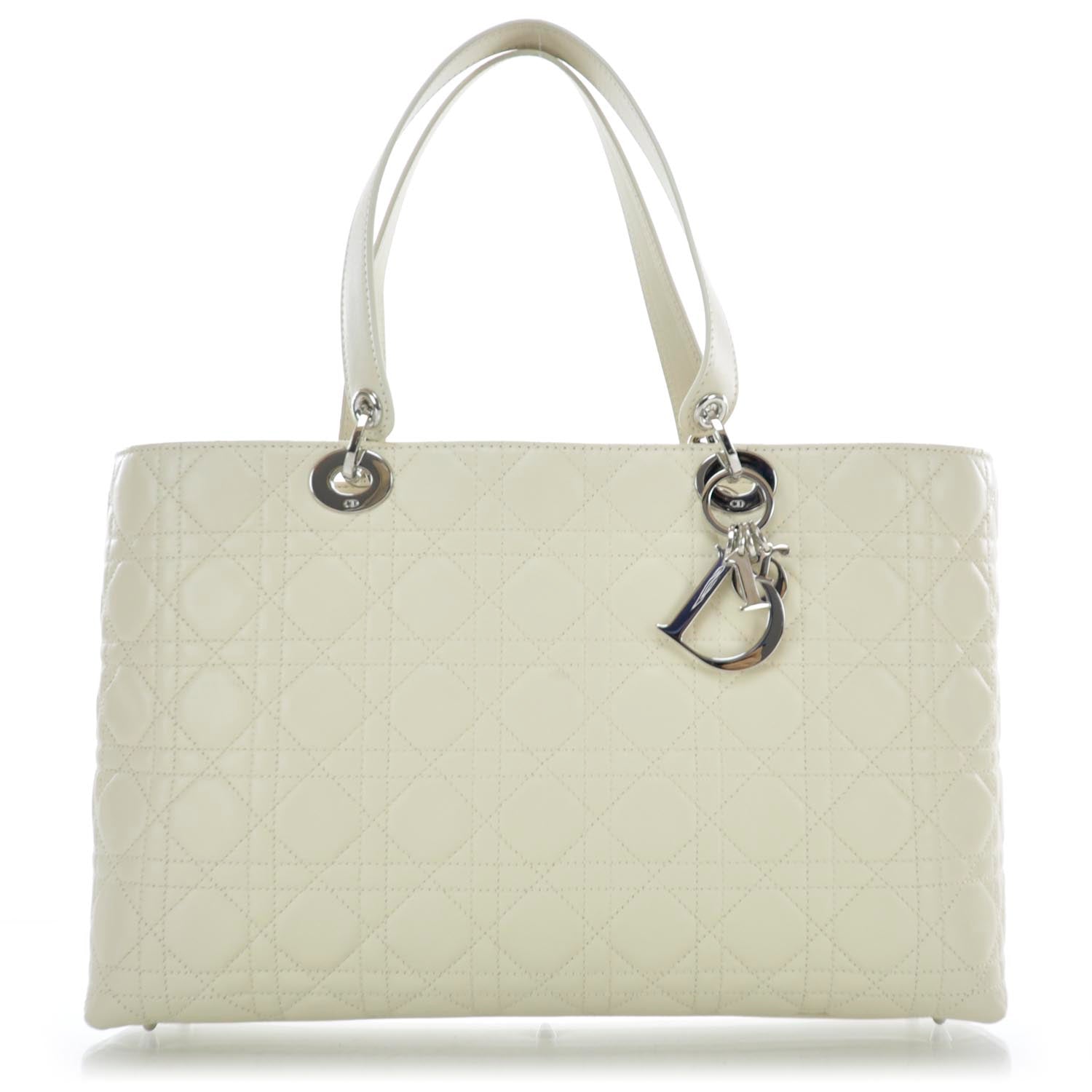 Christian Dior Calfskin Cannage Stitched Tote Beige 1 of 11