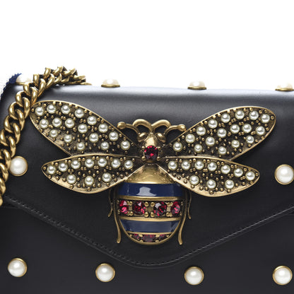 Gucci Nappa Pearl Studded Mini Queen Margaret Broadway Shoulder Bag Black 11 of 12