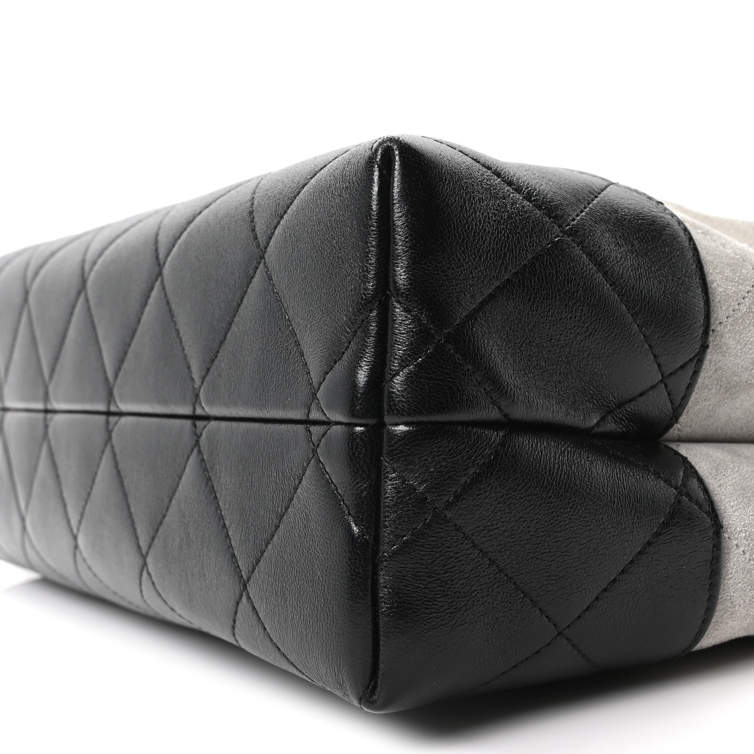 Chanel Suede Calfskin Shiny Lambskin Quilted Small Coco Base Shopping Bag Grey Black 19 of 21
