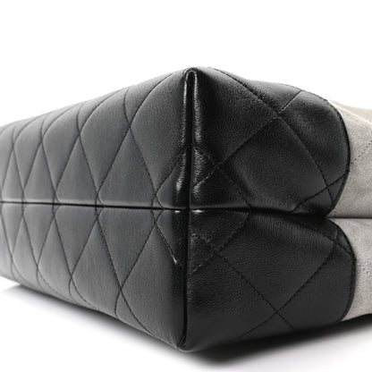 Chanel Suede Calfskin Shiny Lambskin Quilted Small Coco Base Shopping Bag Grey Black 19 of 21