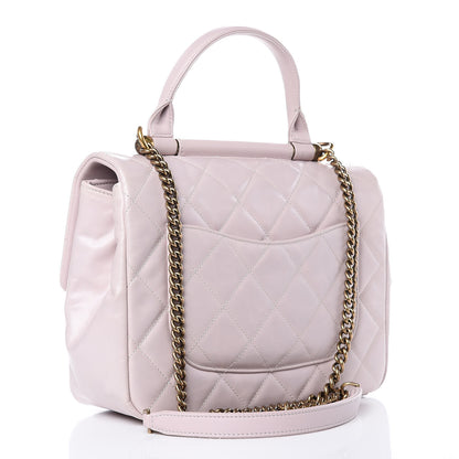 Chanel Glazed Calfskin Quilted Medium Gold Bar Top Handle Flap Light Pink 3 of 11