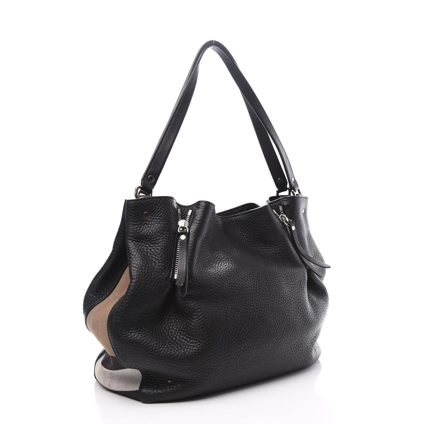 Grainy Calfskin House Check Medium Maidstone Black