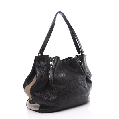 Burberry Grainy Calfskin House Check Medium Maidstone Black 2 of 10