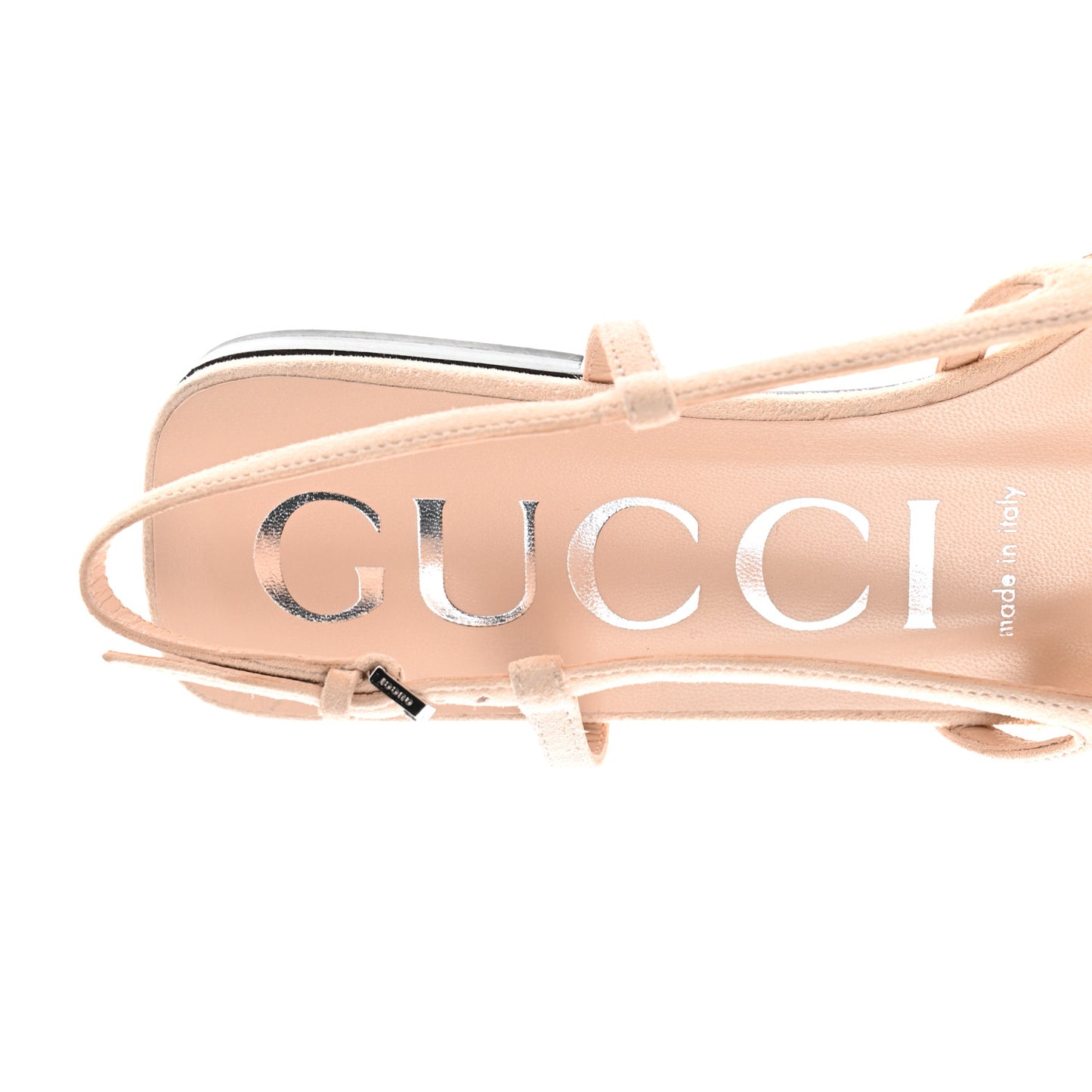 Suede Mesh Crystal GG Monogram Slingback Ballet Flats 37 Light Powder Skin Rose