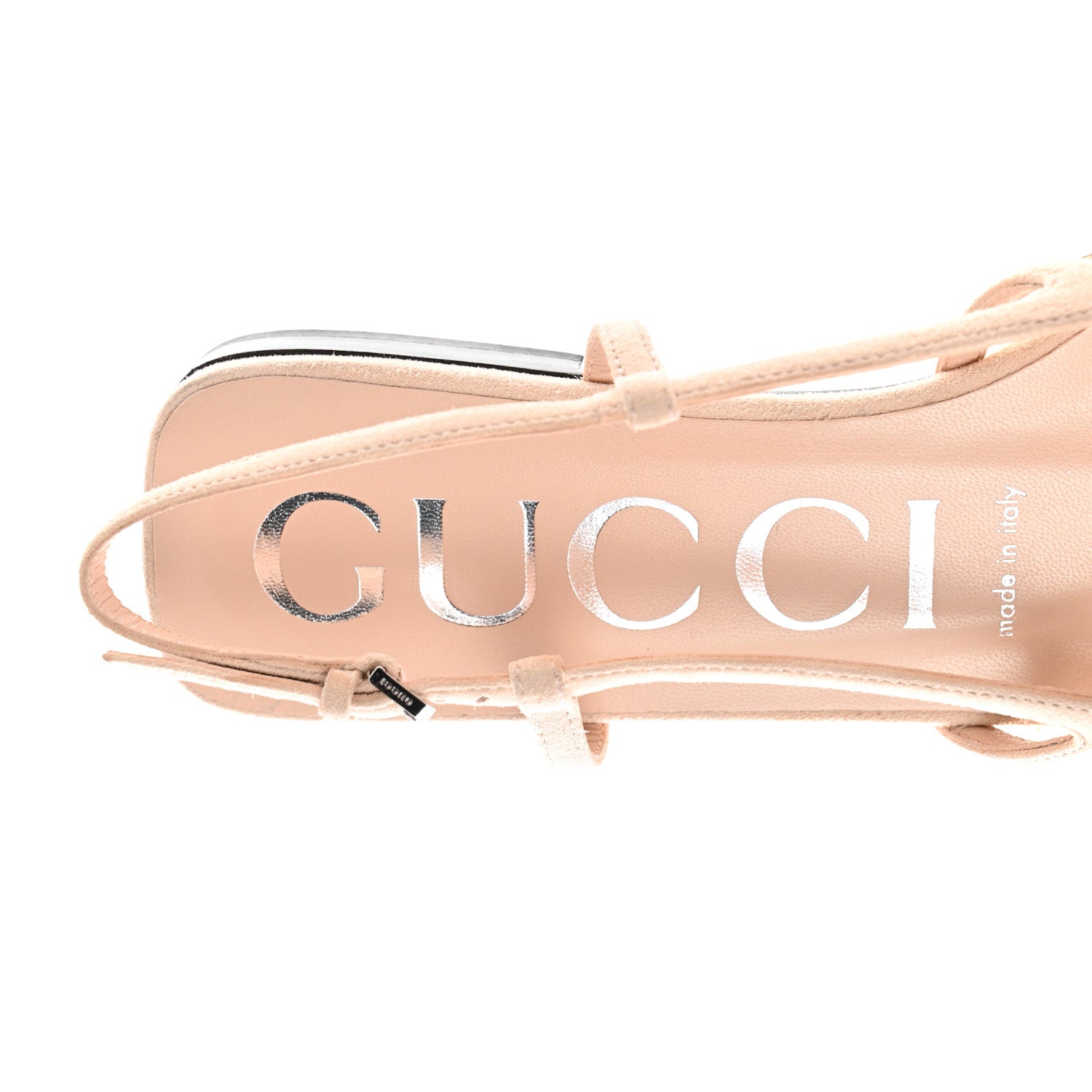 Gucci Suede Mesh Crystal GG Monogram Slingback Ballet Flats 37 Light Powder Skin Rose 7 of 8